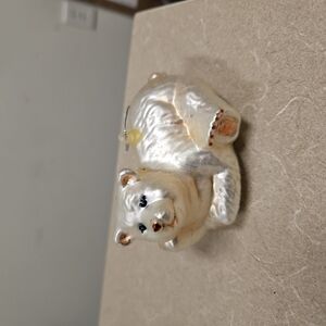 Vintage Mercury Glass White Bear Christmas Holiday Ornament